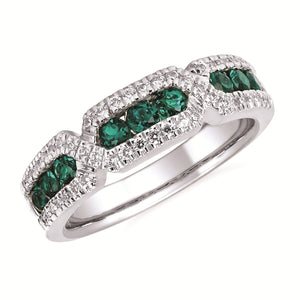 14K Gold Diamond and Emerald Ring