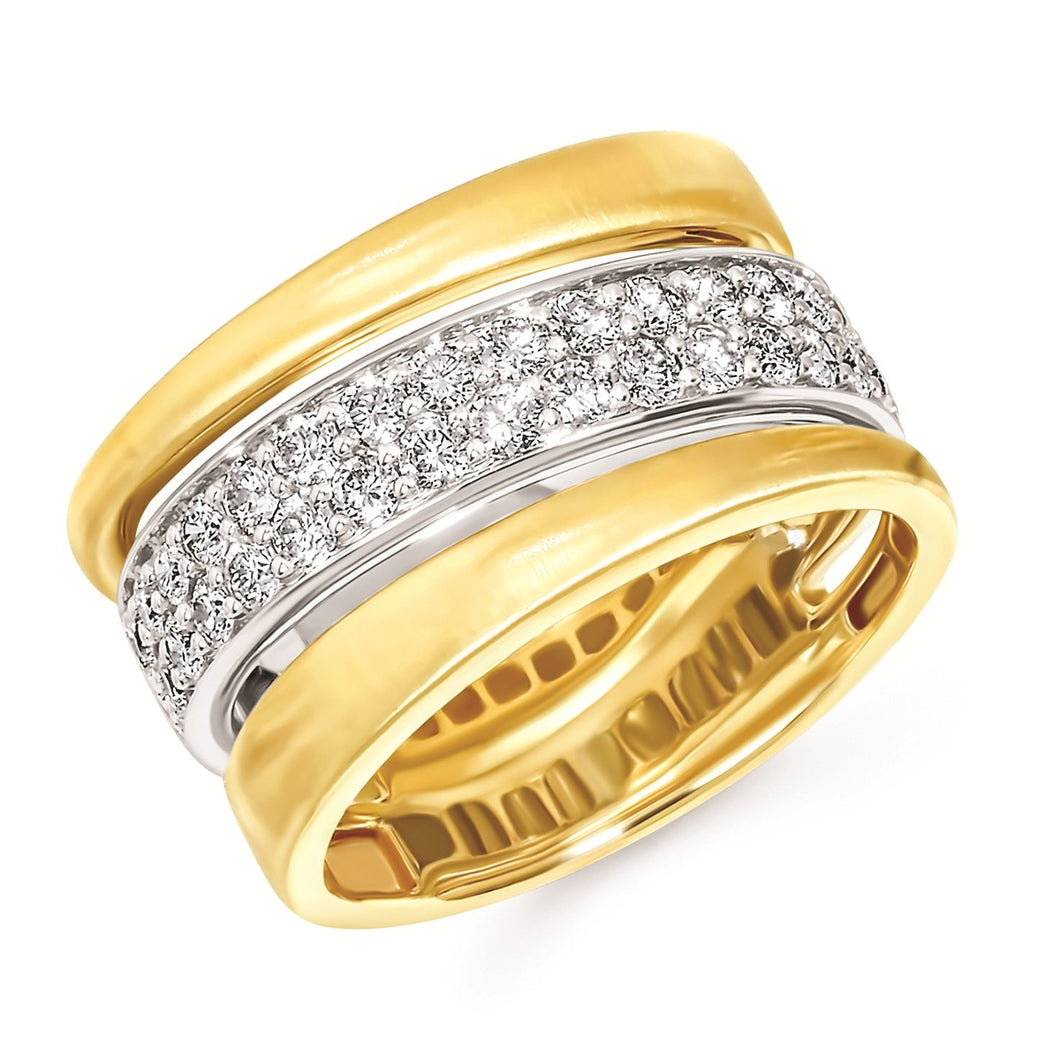 14K Two-Tone Gold Diamond Wide Band