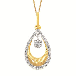 14K Two-Tone Gold Shimmering Diamond Pendant