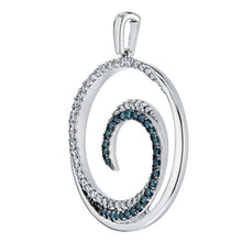 Load image into Gallery viewer, 14K Gold Blue and White Diamond Wave Circle Pendant
