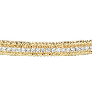 14K Gold Diamond Twisted Rope Bangle