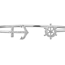 Load image into Gallery viewer, 14K Gold Diamond Anchor and Ships Wheel Bangle
