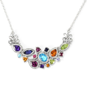Sterling Silver Multi Color Gemstone Necklace