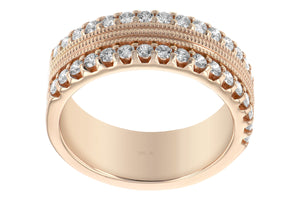 14K Rose Gold Diamond Milgrain Ring