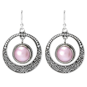 Sterling Silver Pink Mabe Pearl Earrings