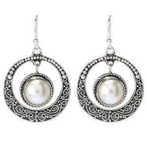 Sterling Silver White Mabe Pearl Earrings