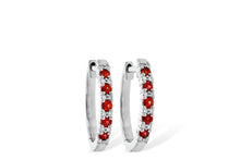 Load image into Gallery viewer, 14K Gold Ruby and Diamond Hoop Earrings
