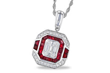 Load image into Gallery viewer, 14K Gold Art Deco Style Ruby and Diamond Pendant
