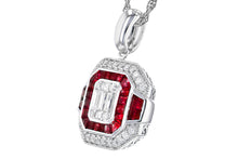 Load image into Gallery viewer, 14K Gold Art Deco Style Ruby and Diamond Pendant
