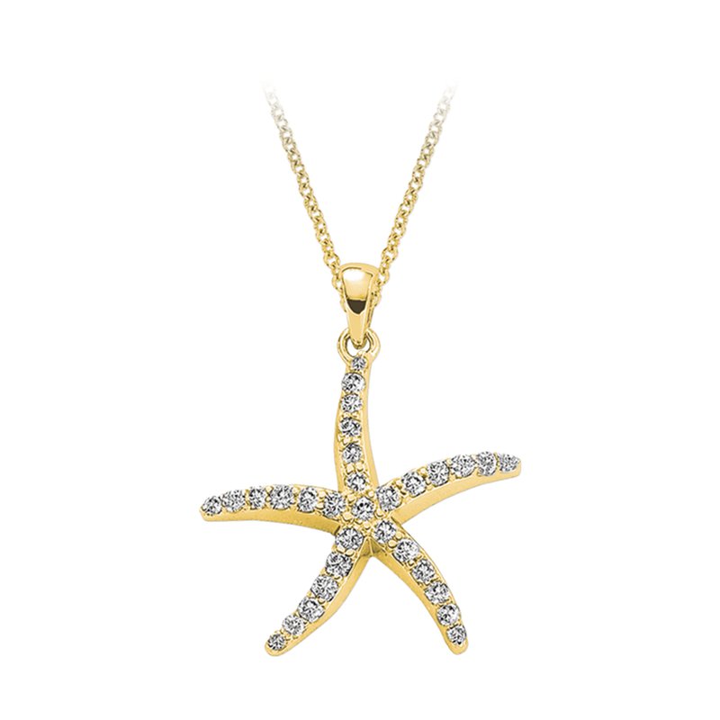 14K Gold Diamond Starfish Pendant