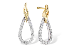 14K Two-Tone Gold Diamond Teardrop Earrings