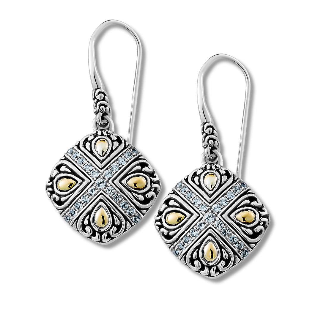 Sterling Silver and 18K Gold White Topaz Earrings