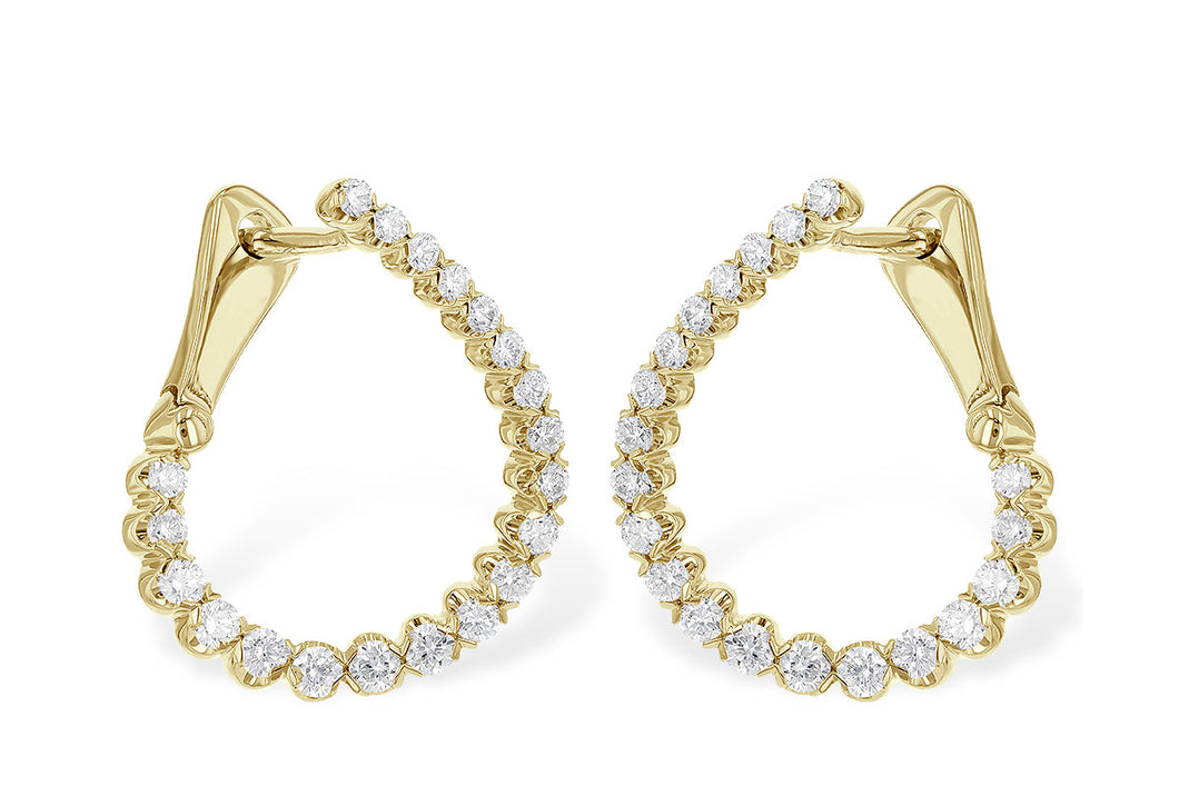 14K Gold Diamond Twist Hoop Earrings