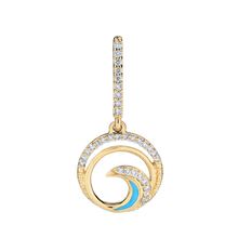 Load image into Gallery viewer, 14K Yellow Gold Diamond and Enamel Wave Earrings
