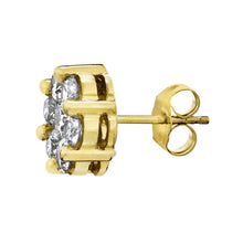 Load image into Gallery viewer, 10K Yellow Gold Diamond Cluster Earrings
