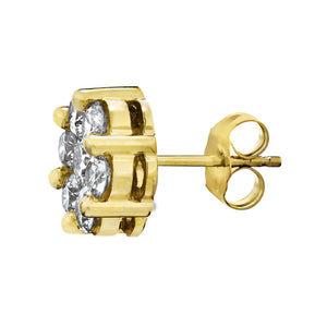 10K Yellow Gold Diamond Cluster Earrings