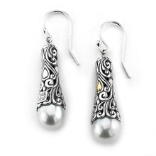 Load image into Gallery viewer, Sterling Silver and 18K Gold Freshwater Pearl Teardrop Earrings
