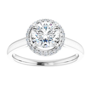 14K Gold Round Halo Diamond Engagement Ring