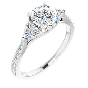 14K Gold Round French-Set Diamond Engagement Ring