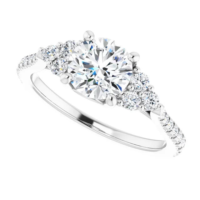14K Gold Round French-Set Diamond Engagement Ring