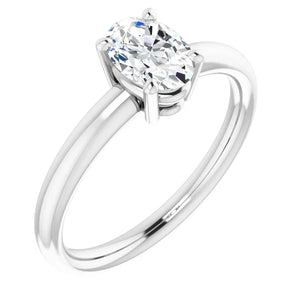 14K Gold Oval Solitaire Diamond Engagement Ring