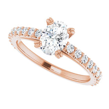 Load image into Gallery viewer, 14K Gold Oval-Center Diamond Engagement Ring