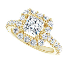 Load image into Gallery viewer, 14K Gold Princess-Cut Halo Diamond Engagement Ring
