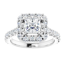 Load image into Gallery viewer, 14K Gold Princess-Cut Halo Diamond Engagement Ring
