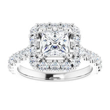 Load image into Gallery viewer, 14K Gold Princess-Cut Halo Diamond Engagement Ring