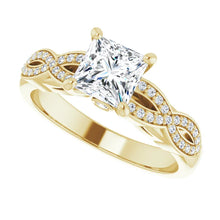 Load image into Gallery viewer, 14K Gold Princess-Cut Diamond Engagement Ring