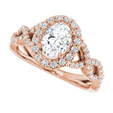 Load image into Gallery viewer, 14K Gold Infinity Halo Oval-Center Diamond Engagement