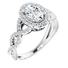 Load image into Gallery viewer, 14K Gold Infinity Halo Oval-Center Diamond Engagement
