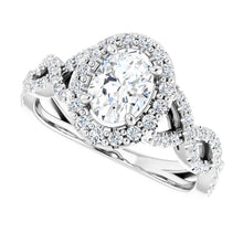 Load image into Gallery viewer, 14K Gold Infinity Halo Oval-Center Diamond Engagement