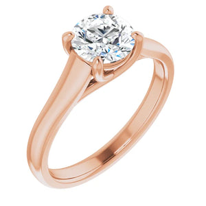 14K Gold Round Solitaire Diamond Engagement Ring