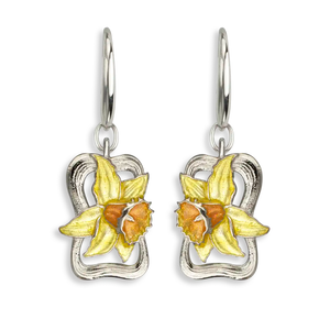 Sterling Silver Enamel Daffodil Earrings
