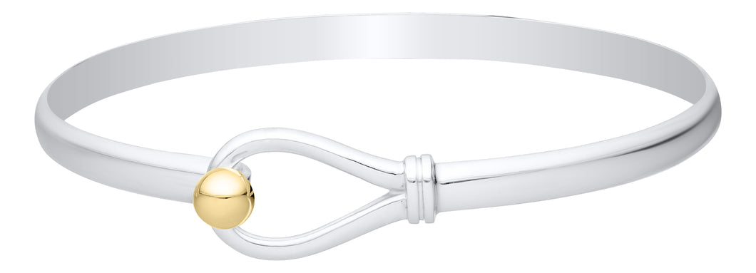 Sterling Silver and 14K Gold Loop and Ball Bracelet