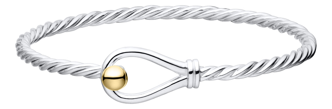Sterling Silver and 14K Gold Twist Ball and Loop Bracelet