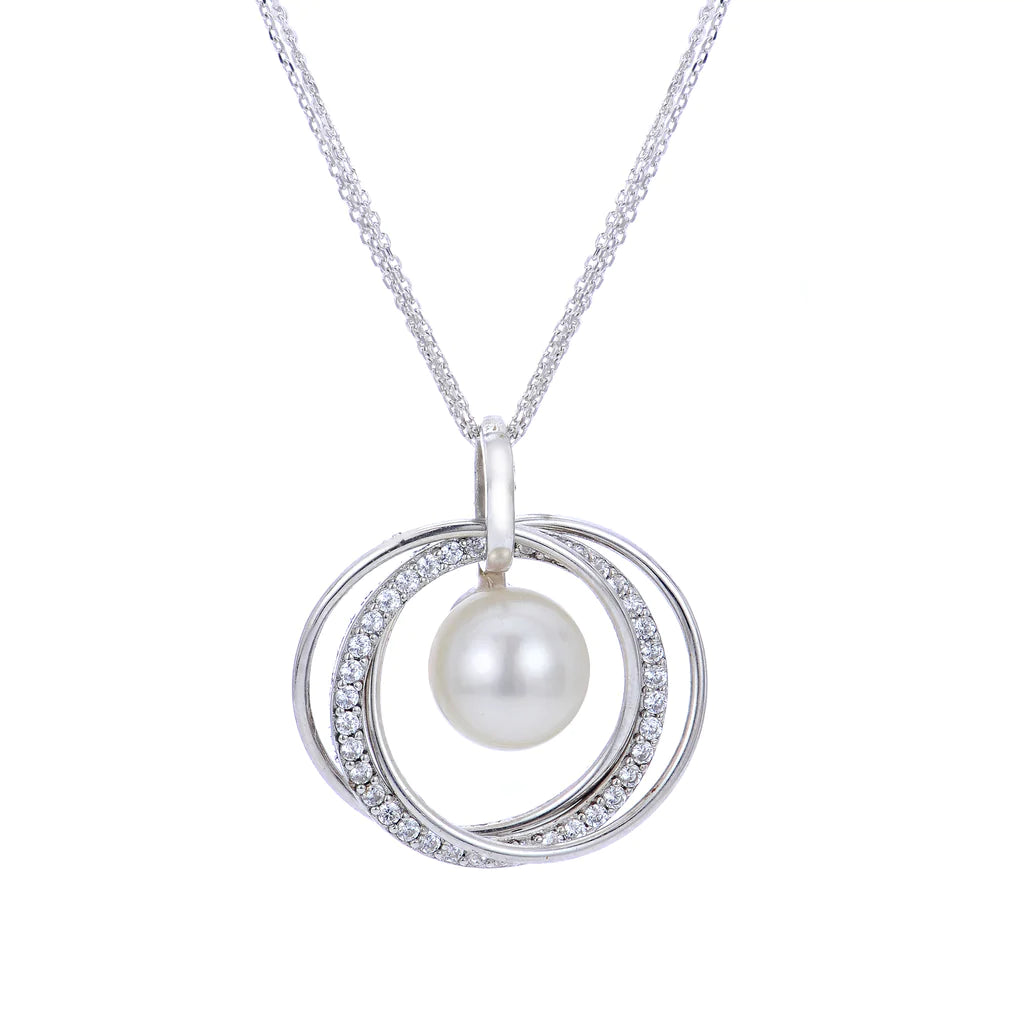 Sterling Silver Freshwater Pearl Circle Pendant