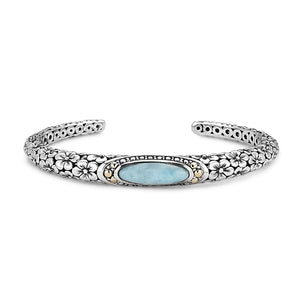Sterling Silver and 18K Gold Larimar Bangle