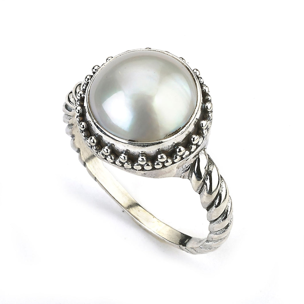 Sterling Silver White Mabe Pearl Ring