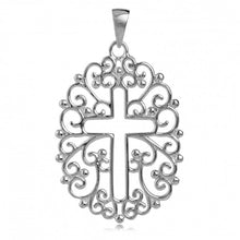 Load image into Gallery viewer, Southern Gates Sterling Silver Open Filigree Cross Pendant
