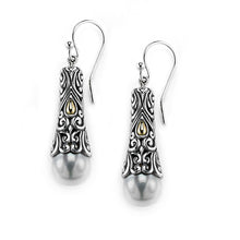 Load image into Gallery viewer, Sterling Silver and 18K Gold Freshwater Pearl Teardrop Earrings
