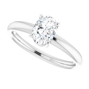 14K Gold Oval Solitaire Diamond Engagement Ring