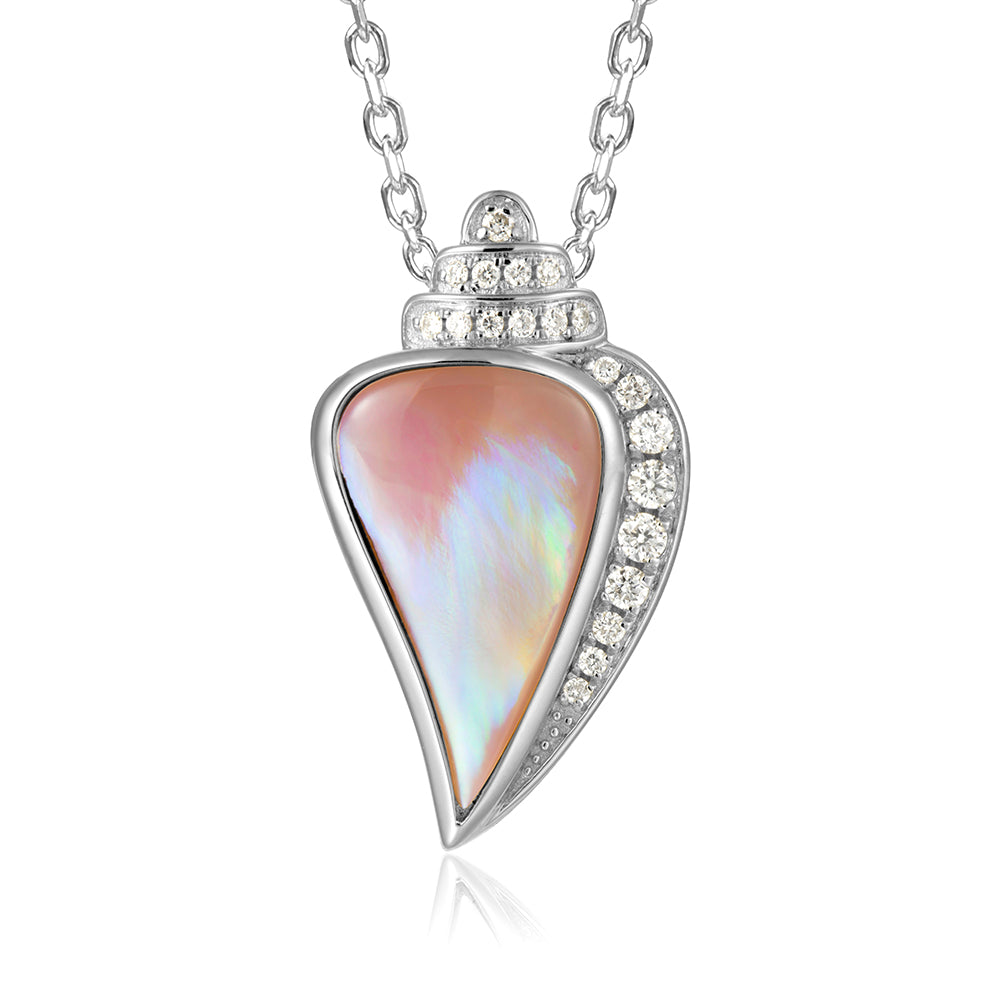 Sterling Silver Pink Mother of Pearl Conch Shell Pendant