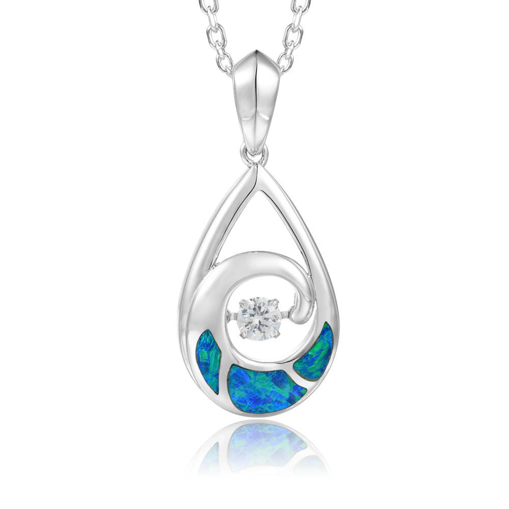 Sterling Silver Opalite and Lab Diamond Pendant