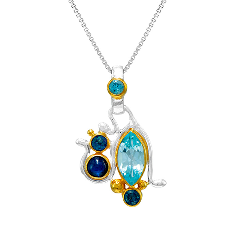 Sterling Silver 22k Multi-Stone Pendant