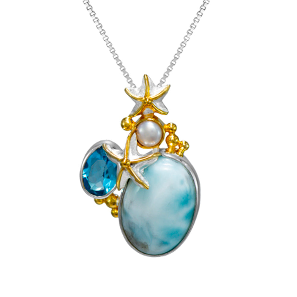 22K Gold and Sterling Silver Topaz Pendant