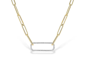 14K Two-Tone Diamond Paperclip Necklace