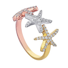 Load image into Gallery viewer, 14K Tri-Tone Gold Starfish Diamond Ring
