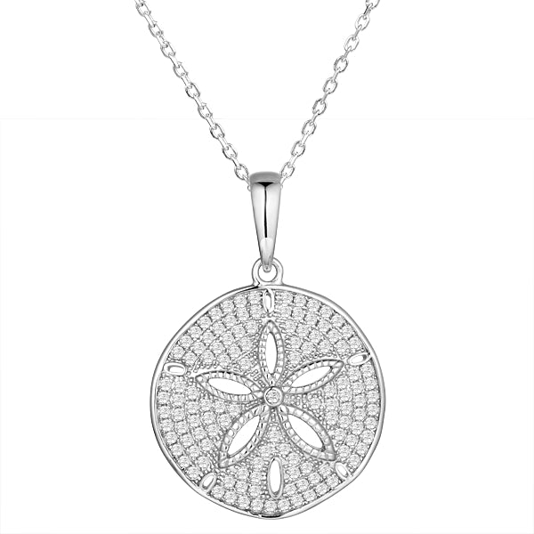 Sterling Silver CZ Sand Dollar Pendant